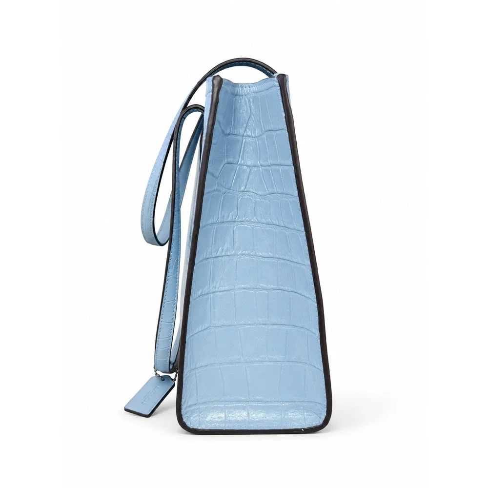 Coach Nina CL654 Blue Croc Embossed Leather Tote Wallet Set